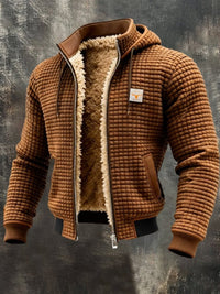 Niklas | Herren Steppjacke Fleecefutter Kapuze – Braun