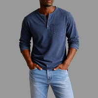 Sebastian | Herren Casual Henley Langarmshirt – Marine