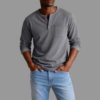 Sebastian | Herren Casual Henley Langarmshirt – Grau