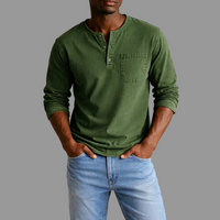 Sebastian | Herren Casual Henley Langarmshirt – Oliv
