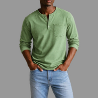 Sebastian | Herren Casual Henley Langarmshirt – Grün