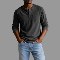 Sebastian | Herren Casual Henley Langarmshirt – Schwarz