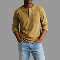 Sebastian | Herren Casual Henley Langarmshirt – Khaki