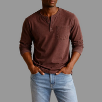 Sebastian | Herren Casual Henley Langarmshirt – Rot