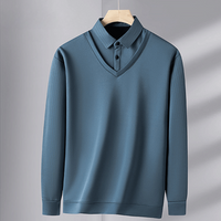 GREGOR - PULLOVER MIT HEMDKRAGEN – Blau