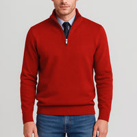 Noah | Herren Klassischer Stehkragen Cardigan – Rot