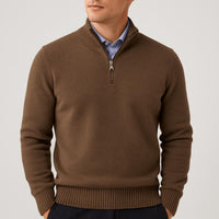 Noah | Herren Klassischer Stehkragen Cardigan – Braun