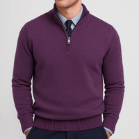 Noah | Herren Klassischer Stehkragen Cardigan – Dunkellila