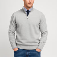 Noah | Herren Klassischer Stehkragen Cardigan – Hellgrau