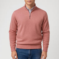 Noah | Herren Klassischer Stehkragen Cardigan – Rosa
