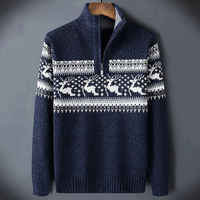 Noah | Herren Strick Pullover mit Half-Zip – Blau