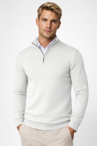Oliver | Herren Halbzip Strickpullover – Weiß