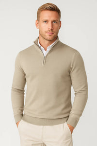 Oliver | Herren Halbzip Strickpullover – Beige