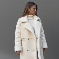 Heleyna | Wintermantel aus Wildleder – Weiß