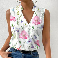 Paloma | Damen Ärmellose V-Ausschnitt Bluse Floral – Rosa