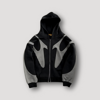 Peter | Herren Trendiger Flammen Zip Hoodie – Schwarz