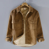 Peter | Herren Warme Cordjacke mit Knopfleiste – Khaki