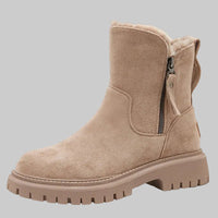 Petra | Damen Wildleder Reißverschluss Schneestiefel – Beige