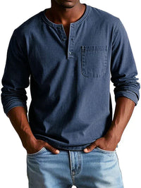 Philipp | Herren Langarm Henleyshirt lässig – Marine