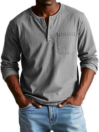 Philipp | Herren Langarm Henleyshirt lässig – Grau