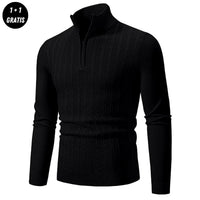 EDDY - Stilvoller Zip-Up Pullover für Herren – Schwarz