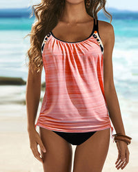 Frieda | Einfarbiger Tankini mit Leopardenmuster – Rosa