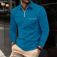 Kurzarmshirt für Herren - Modernes T-Shirt mit Reißverschluss – Blau