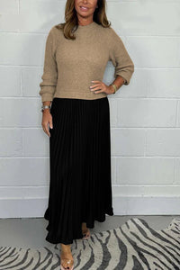 GUL - LANGES KLEID MIT PULLOVER-DESIGN UND ROCK – Khaki-schwarz