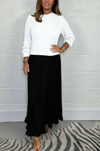 GUL - LANGES KLEID MIT PULLOVER-DESIGN UND ROCK – Weiß-schwarz