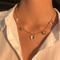 Silberne und Vergoldete Schmetterlingshalskette – Gold