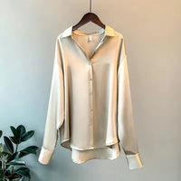 Nympha Fließende Langärmelige Bluse – Champagner