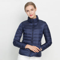 Damen Puffer Langarm Jacke | Bequeme – Marine Blau