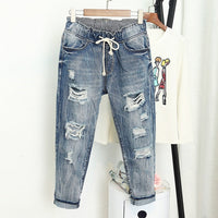Heidi-Mode | Sommer Zerrissene Boyfriend Jeans – Hellblau