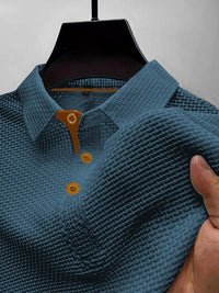 Hugo | Polokragen T-Shirt aus elastischem Flechtenetz für ultimativen Tragekomfort – Blau