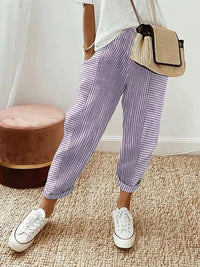 FENNA - BAUMWOLLHOSE MIT STREIFEN – Lila
