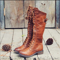 Sarah | Damen Klassiker Lace-up Schnürstiefel – Braun