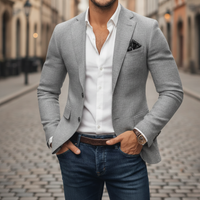 Raffael | Herren Slim Fit Sakko Einknopf Blazer – Grau