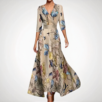 Raffiniertes langes Kleid für Damen | Maxi – Beige