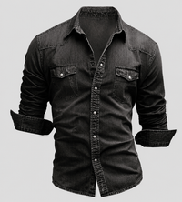 Ralf | Herren Jeanshemd Langarm im Used-Look – Dunkelgrau