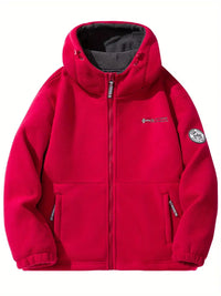 Liadyx | Outdoor-Fleece gefütterte Kapuzenjacke für Männer – Polyester – Rot