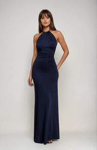 Renate | Damen Rückenfreies Neckholder Maxikleid – Blau