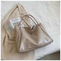 Annika | Retro PU-Leder Tote Bag Damen geräumige Schultertasche – Beige