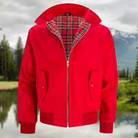 Rex | Herren klassische Harrington Jacke mit Tartan-Futter – Rot