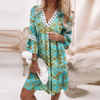 Rhea | Damen V-Ausschnitt Boho Sommerkleid – Grün