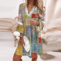 Rhea | Damen V-Ausschnitt Boho Sommerkleid – Gelb
