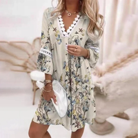 Rhea | Damen V-Ausschnitt Boho Sommerkleid – Grau