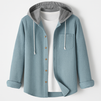 Ridge | Herren Cord Hemdjacke mit abnehmbarer Kapuze – Himmelblau