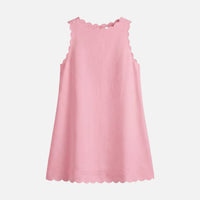 Petra | Damen Ärmelloses Baumwoll-Minikleid Wellensaum – Mini Kleid Sommer – Rosa