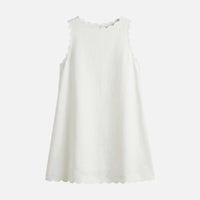 Petra | Damen Ärmelloses Baumwoll-Minikleid Wellensaum – Mini Kleid Sommer – Weiß