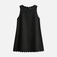 Petra | Damen Ärmelloses Baumwoll-Minikleid Wellensaum – Mini Kleid Sommer – Schwarz